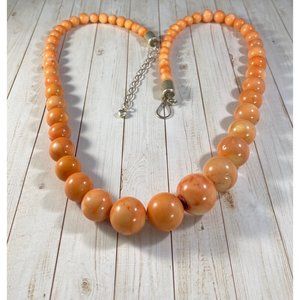 Jay King DTR Necklace 925 Angel Skin Coral Beaded Southwestern Heavy Signed